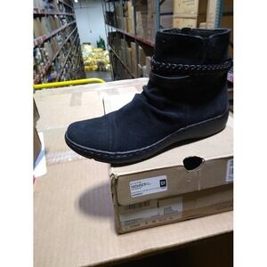 Clarks Womens Cora Braid Boot Ankle Black Size: 8
